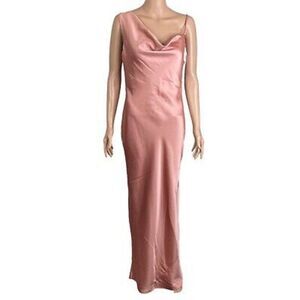 NWT Social Bridesmaids Desert Rose Charmeuse Cowl maxi gown sz  Medium